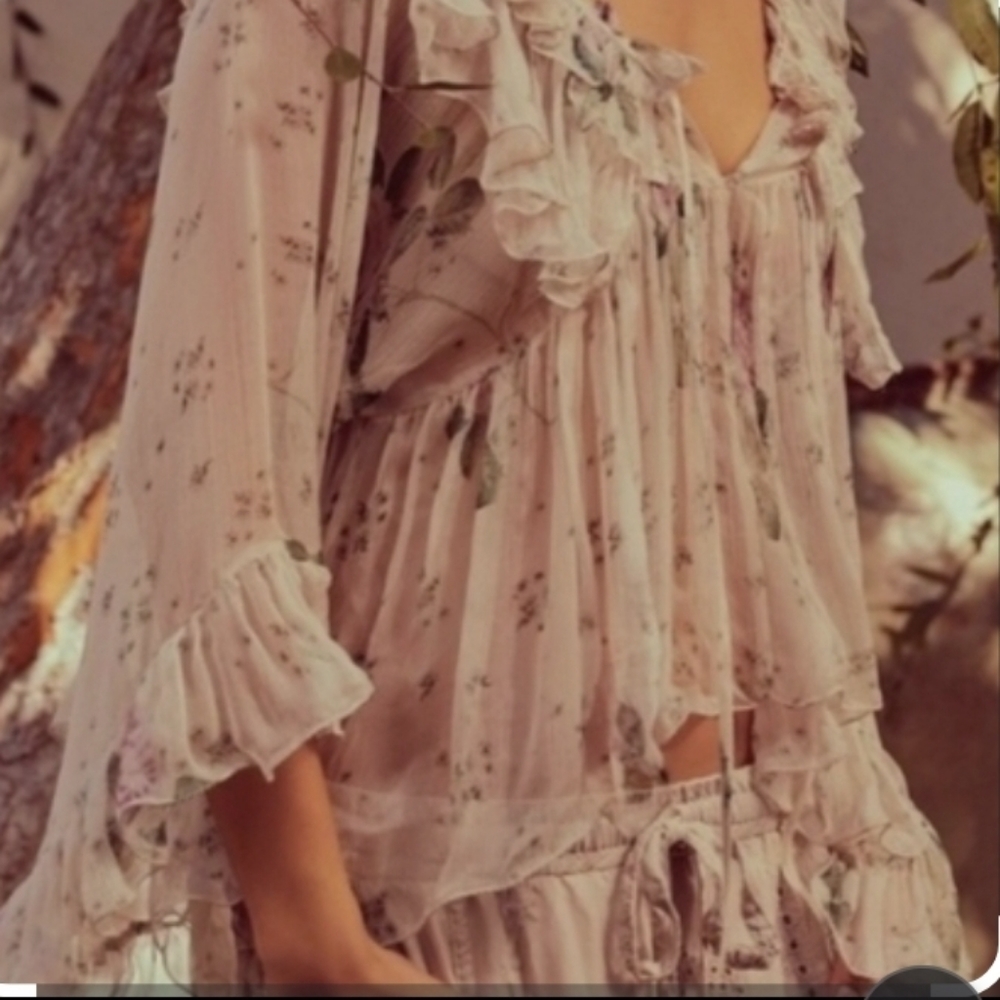 Johnny Was Jade silk chiffonBoho Top NWOT